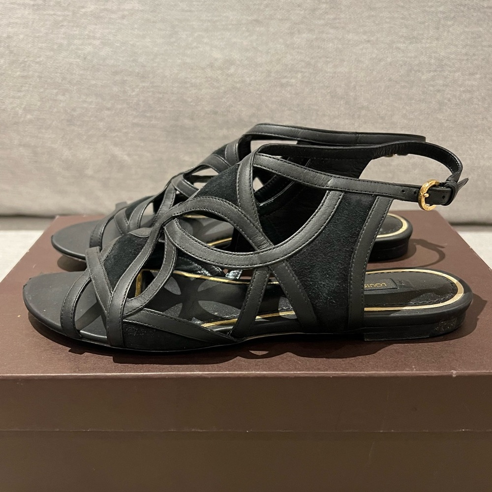 Louis Vuitton Black Strappy Leather Sandals - Picture 3 of 9